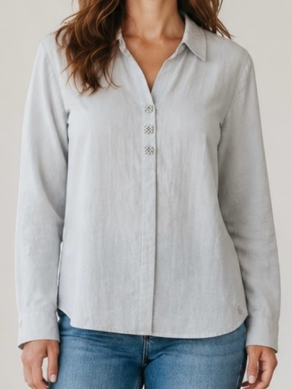 Habitat Lagenlook Relaxed Fit Button Front Tunic Top Women's size M